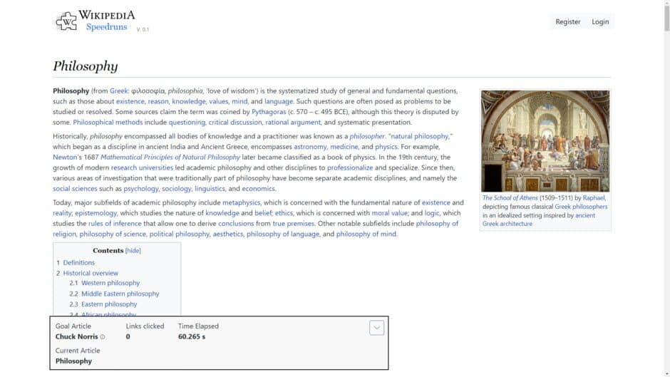 Wikipedia Speedruns screenshot 1