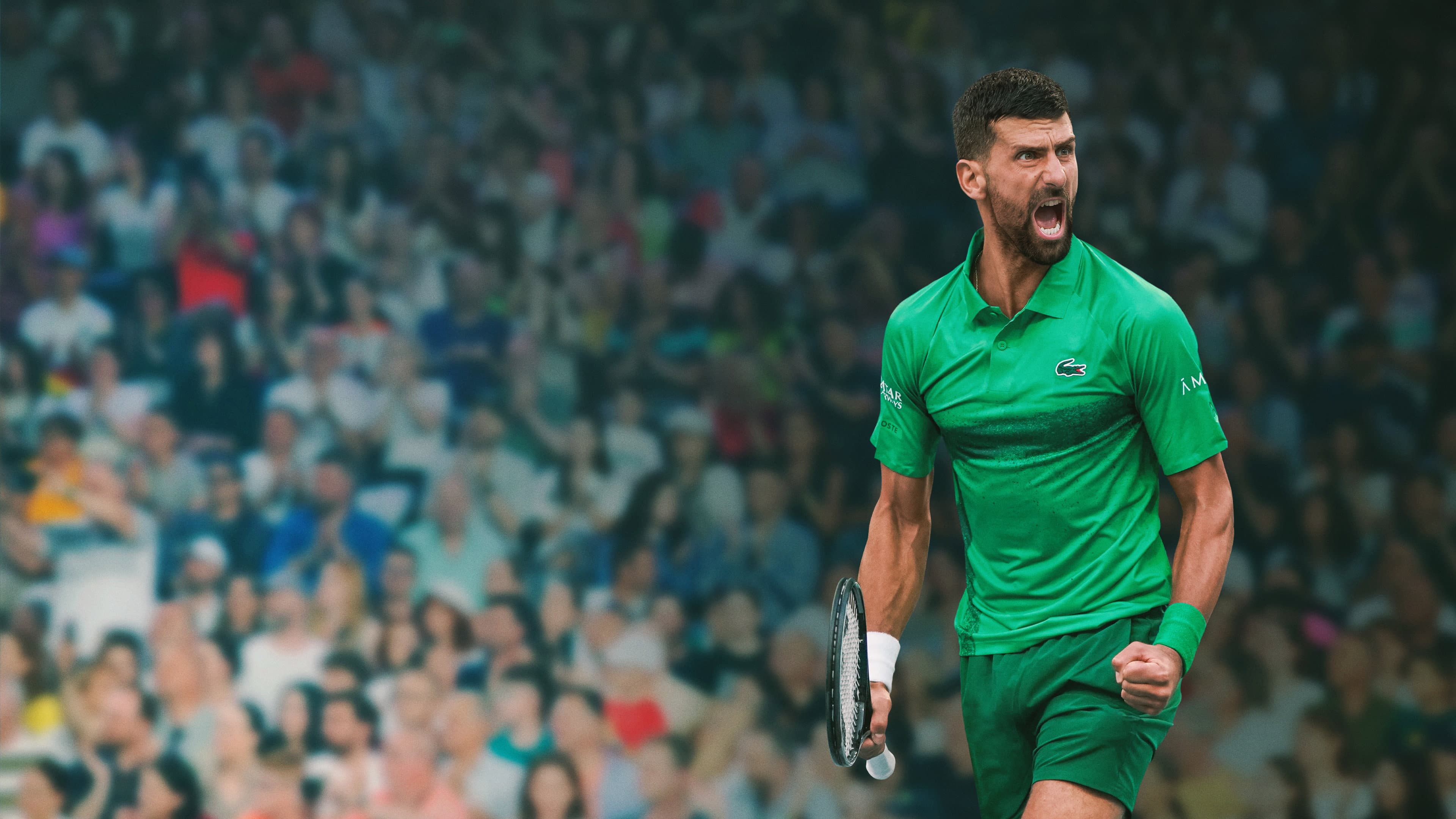 Novak Djokovic: The Wolf in Winter backdrop