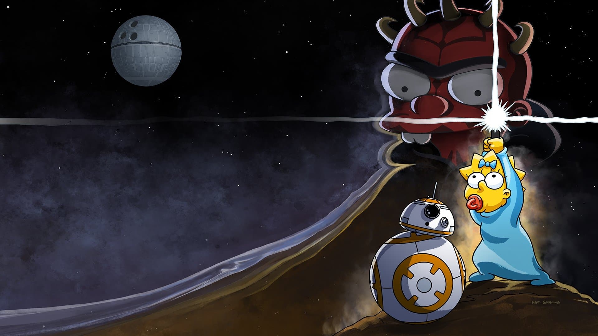 Maggie Simpson in "The Force Awakens from Its Nap" backdrop
